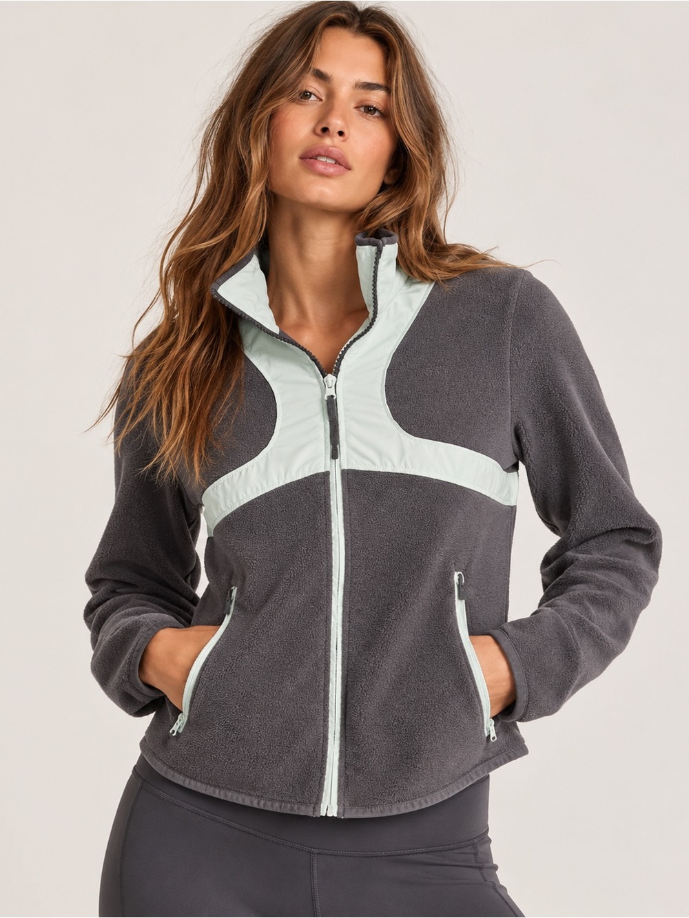 FP Movement In The Zone Zip Up Fleece Jacket Gunmetal Wintergreen S